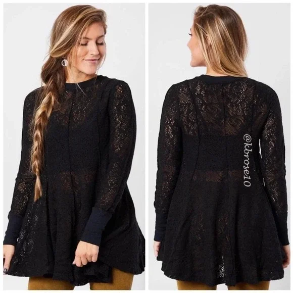 Free People Coffee in The Morning Tunic Top in Vetiver Bloom Size XS - Picture 2 of 10